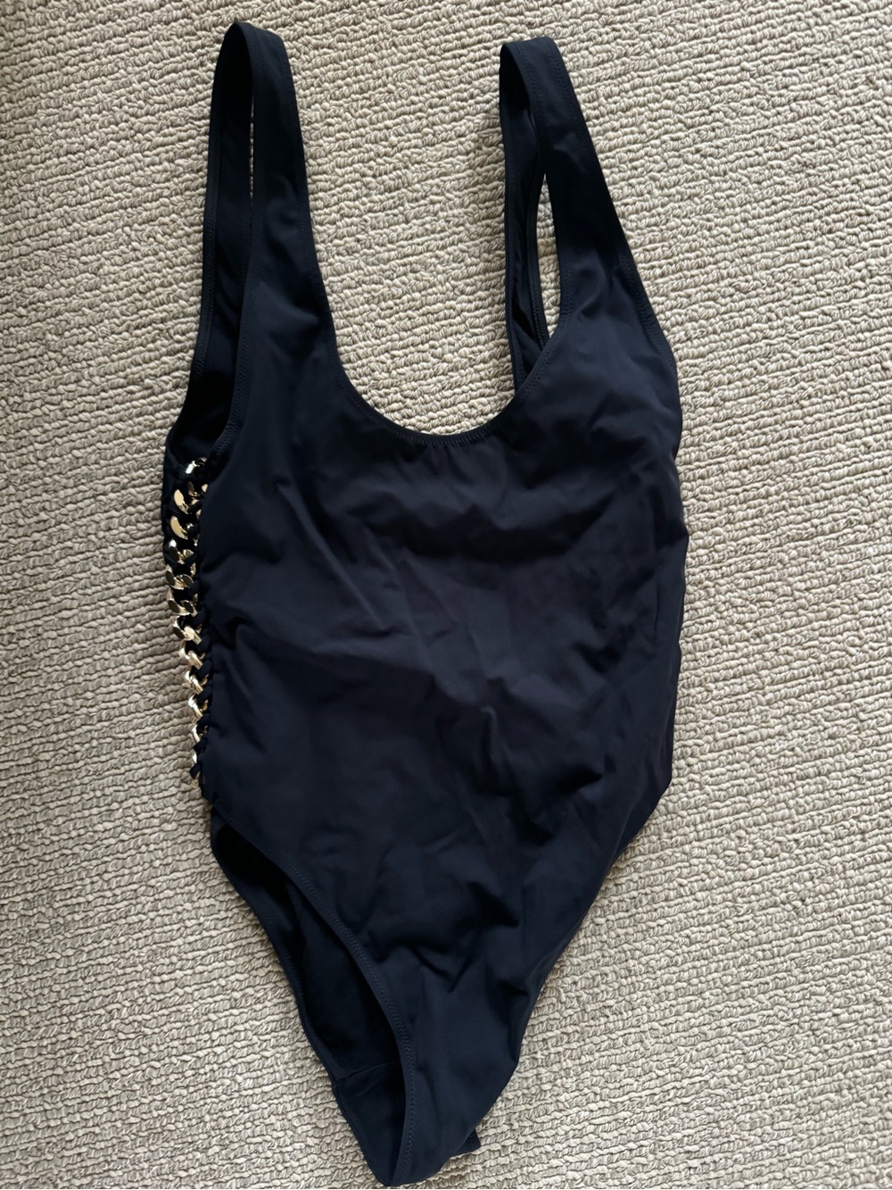Stella McCartney Black One-Piece Swimsuit with Gold Side Details